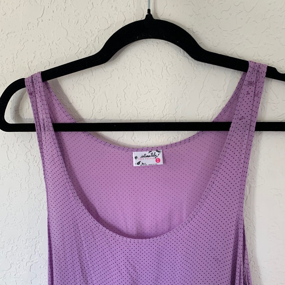 Intimately Free People Voile & Lace Trapeze Dress M Purple Polka Dot Boho Fairy - Picture 5 of 9